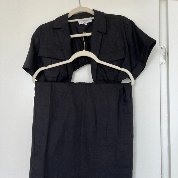 NEW Black Linen Midi Dress Top and Skirt Set - Picture 6 of 8
